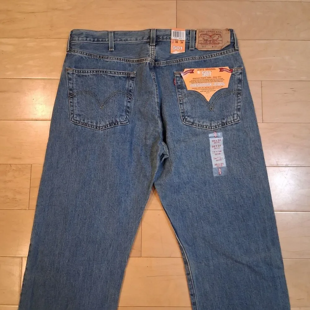 NWT Vintage Levi’s 501 Original Jeans Sz 38x34 Blue Denim Deadstock USA Red Tab